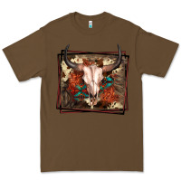 Cacao Western Bull Skull Premium Tee - FaDigitalArtStudio