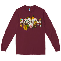 Burgundy Western Baby Calf Mom With Sunflower Long Sleeve Tee - LillyAllenDesigns