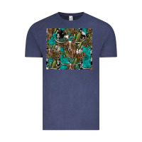Vintage Denim Longhorn Pattern Vintage Tee - CowhideDigitalArt