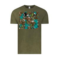 Vintage Olive Longhorn Pattern Vintage Tee - CowhideDigitalArt