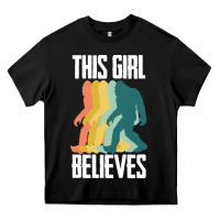 Black bigfoot t  shirt bigfoot   this girl believes t  shirt Heavy Core Tee - DesigneFamous