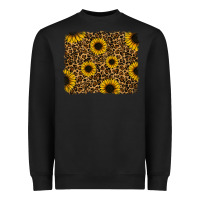 Black leopard sunflowers background Heavyweight Sweatshirt - RanaPortraitStore
