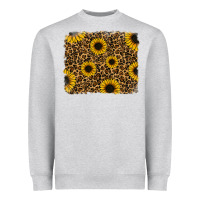 Heather Grey leopard sunflowers background Heavyweight Sweatshirt - RanaPortraitStore