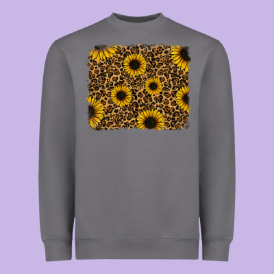 Leopard Sunflowers Background Heavyweight Sweatshirt Designed By Ranaportraitstore