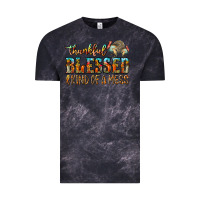 Cloud Black Thankful Blessed And Kind Of A Mess Vintage Tee - CowhideDigitalArt