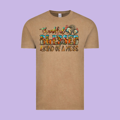 Thankful Blessed And Kind Of A Mess Vintage Tee Designed By Cowhidedigitalart