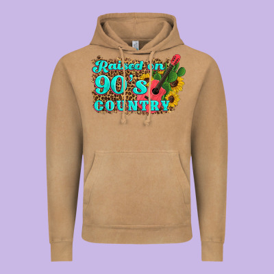 Raised 90's Country Guitar Cactus Sunflower's Vintage Hoodie Designed By Artiststas