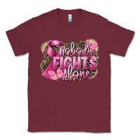 Burgundy Nobody fights alone Cancer Classic Tee - FaDigitalArtStudio