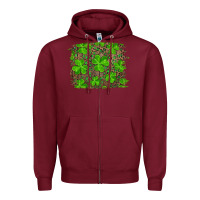 Burgundy st patrick's day shamrock and leopard distressed background Zipper Hoodie - RanaPortraitStore