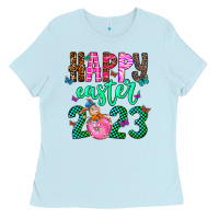 Baby Blue Happy Easter Ladies Tee - CowhideDigitalArt