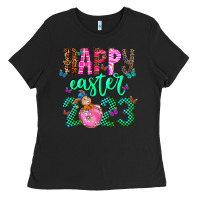 Black Happy Easter Ladies Tee - CowhideDigitalArt