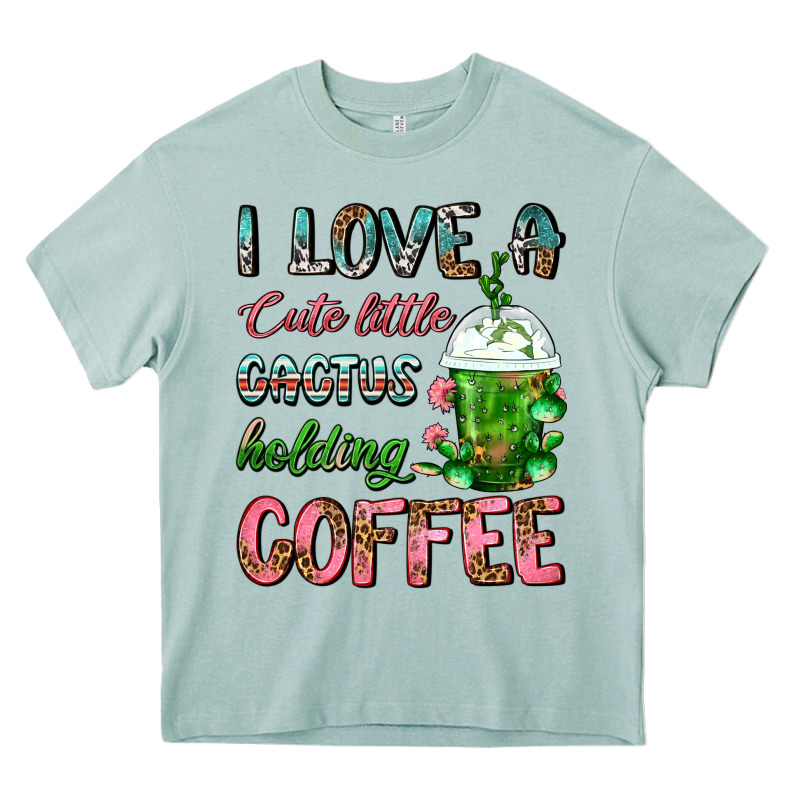 I Love A Cute Little Cactus Holding Coffee Heavy Core Tee by FaDigitalArtStudio | Teevron
