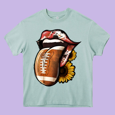 Football Tongue Heavy Core Tee Designed By Jasminsmagicworld