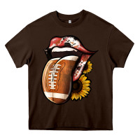 Chocolate Brown Football Tongue Heavy Core Tee - Jasminsmagicworld