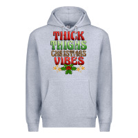 Heather Grey thick thighs christmas vibes Premium Hoodie - BarkalooDesign