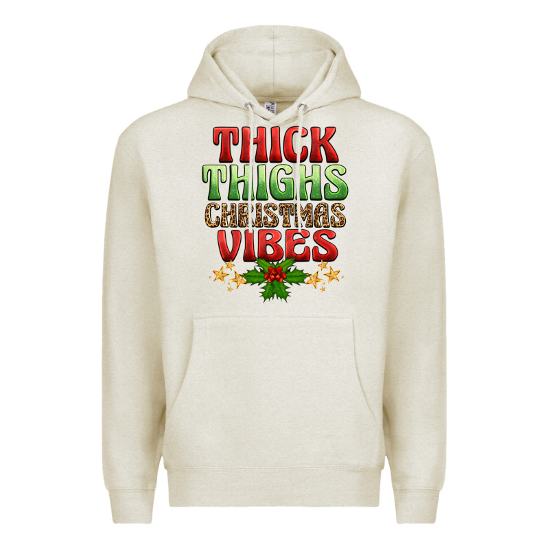Thick Thighs Christmas Vibes Premium Hoodie by BarkalooDesign | Teevron
