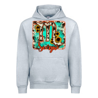 Heather Grey Scorpio turquoise cowhide Urban Hoodie - RanaPortraitStore