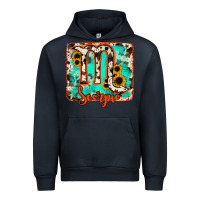 Navy Scorpio turquoise cowhide Urban Hoodie - RanaPortraitStore