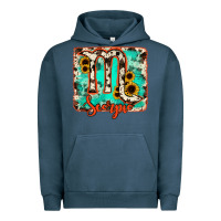 Pigment Midnight Navy Scorpio turquoise cowhide Urban Hoodie - RanaPortraitStore