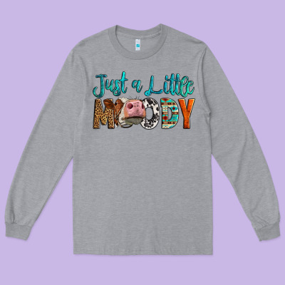 Western Just A Little Moody Cow Long Sleeve Tee Designed By Lillyallendesigns