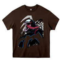 Chocolate Brown VENOM ART Heavy Core Tee - DesigneFamous