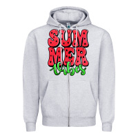 Heather Grey summer vibes watermelon Zipper Hoodie - Jasminsmagicworld