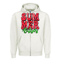 Oatmeal Heather summer vibes watermelon Zipper Hoodie - Jasminsmagicworld