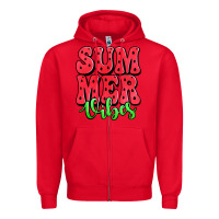 Red summer vibes watermelon Zipper Hoodie - Jasminsmagicworld