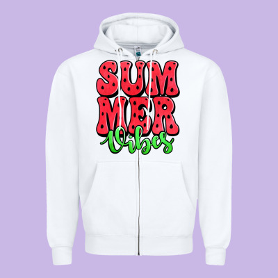 Summer Vibes Watermelon Zipper Hoodie Designed By Jasminsmagicworld