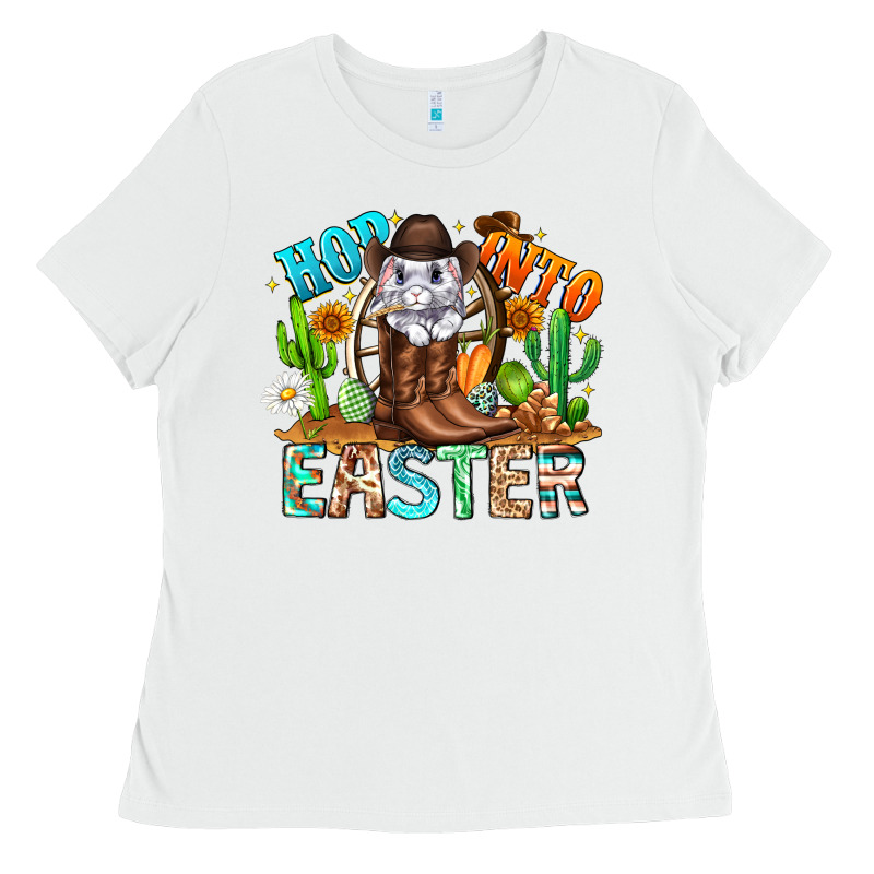 Hop Into Easter Bunny Western Ladies Tee by CowhideDigitalArt | Teevron