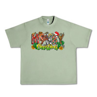 Oil Green Merry Christmas Urban Heavy Tee - CowhideDigitalArt