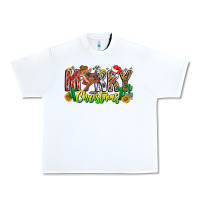 White Merry Christmas Urban Heavy Tee - CowhideDigitalArt
