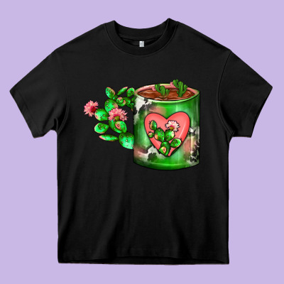 Cactus Coffee Cup Heavy Core Tee Designed By Fadigitalartstudio