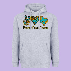 Peace Love Texas Heavyweight Hoodie Designed By Jasminsmagicworld