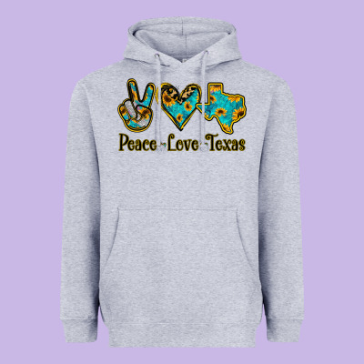Peace Love Texas Heavyweight Hoodie Designed By Jasminsmagicworld