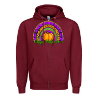 Burgundy happy halloween rainbow Zipper Hoodie - Jasminsmagicworld