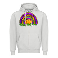 Dove Grey happy halloween rainbow Zipper Hoodie - Jasminsmagicworld