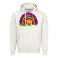 Oatmeal Heather happy halloween rainbow Zipper Hoodie - Jasminsmagicworld