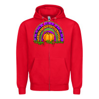 Red happy halloween rainbow Zipper Hoodie - Jasminsmagicworld