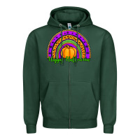 Sports Green happy halloween rainbow Zipper Hoodie - Jasminsmagicworld