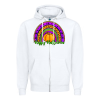 White happy halloween rainbow Zipper Hoodie - Jasminsmagicworld