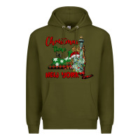 Army Green christmas time in new york Premium Hoodie - BarkalooDesign