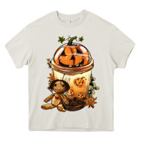 Cream Halloween Jack O Lantern Bobba Cup Heavy Core Tee - FaDigitalArtStudio