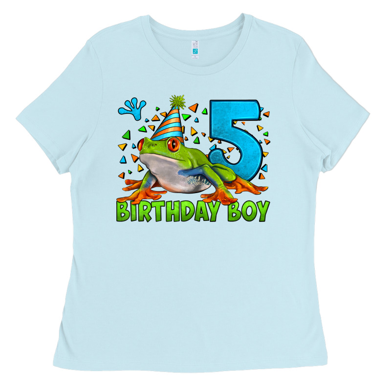 Birthday Boy Frog Age 5 Ladies Tee by LillyAllenDesigns | Teevron