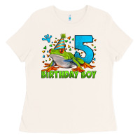 Bone Birthday Boy Frog Age 5 Ladies Tee - LillyAllenDesigns