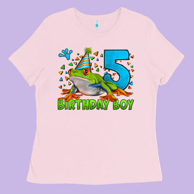 Birthday Boy Frog Age 5 Ladies Tee Designed By Lillyallendesigns