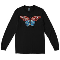 Black Patriotic American Butterfly Long Sleeve Tee - LillyAllenDesigns