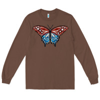Chestnut Patriotic American Butterfly Long Sleeve Tee - LillyAllenDesigns