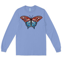 Colony Blue Patriotic American Butterfly Long Sleeve Tee - LillyAllenDesigns