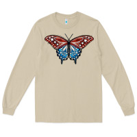 Mushroom Patriotic American Butterfly Long Sleeve Tee - LillyAllenDesigns